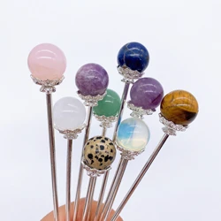 Natural Beads Hairsticks Crystal Stone Magic Wand For Women Home Decor Reiki Healing Hairpin Headdress Accessories Gift