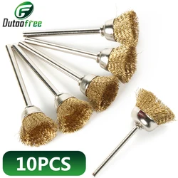 Dutoofree 10pcs Brass Wire Brushes Dremel Accessories For Dremel Rotary Tools Shape Diameter 15mm Shank Diameter 3mm Rotary Tool