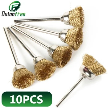 Dutoofree 10 pièces brosses métalliques en laiton accessoires Dremel pour outils rotatifs Dremel diamètre de la forme 15mm diamètre du tige 3mm outil rotatif