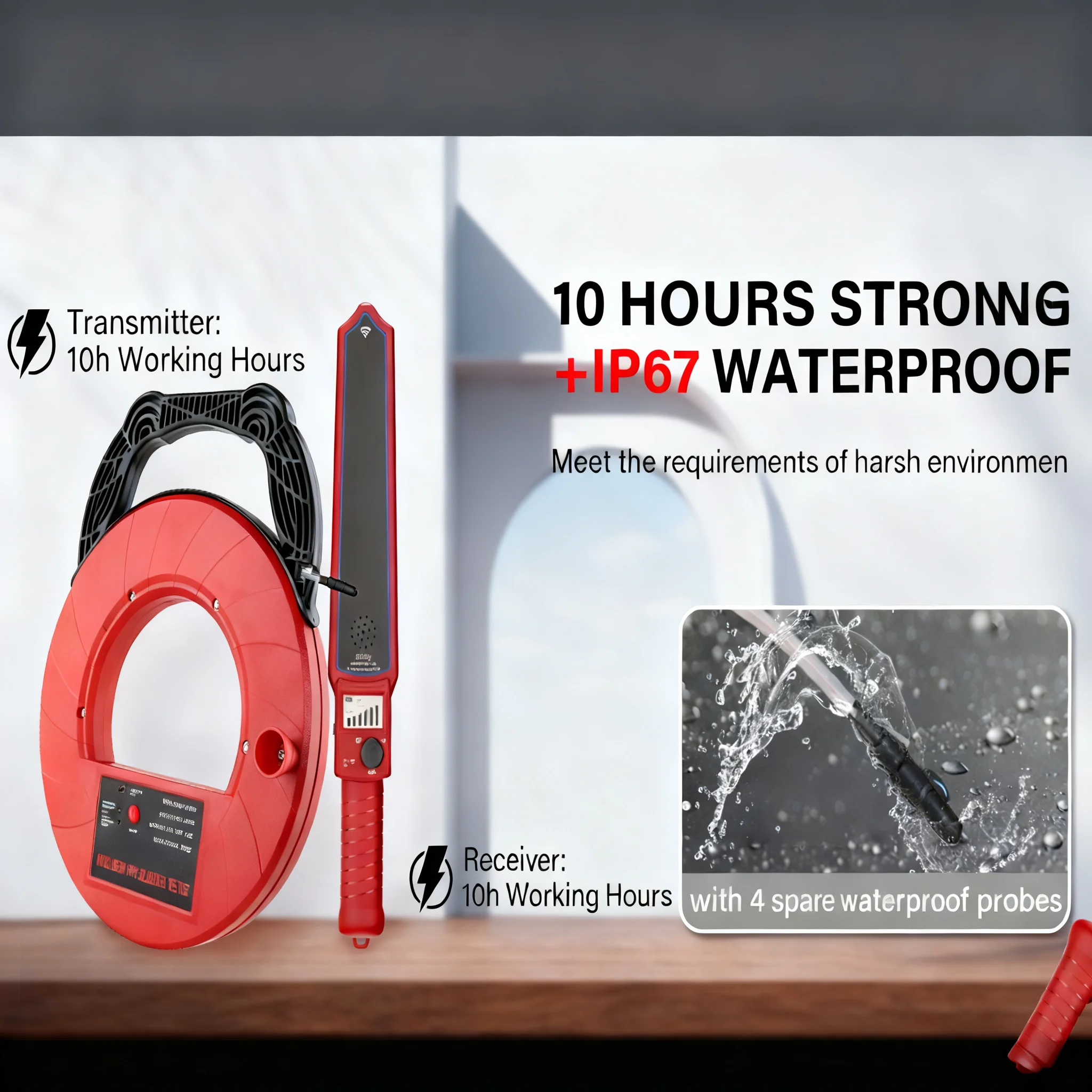 كاشف وتحديد موقع خطوط الأنابيب الذكية - جهاز استقبال 512 هرتز، تحديد موقع دقيق، مبيت ABS، أنابيب قابلة للكشف لفحص الأنابيب #3