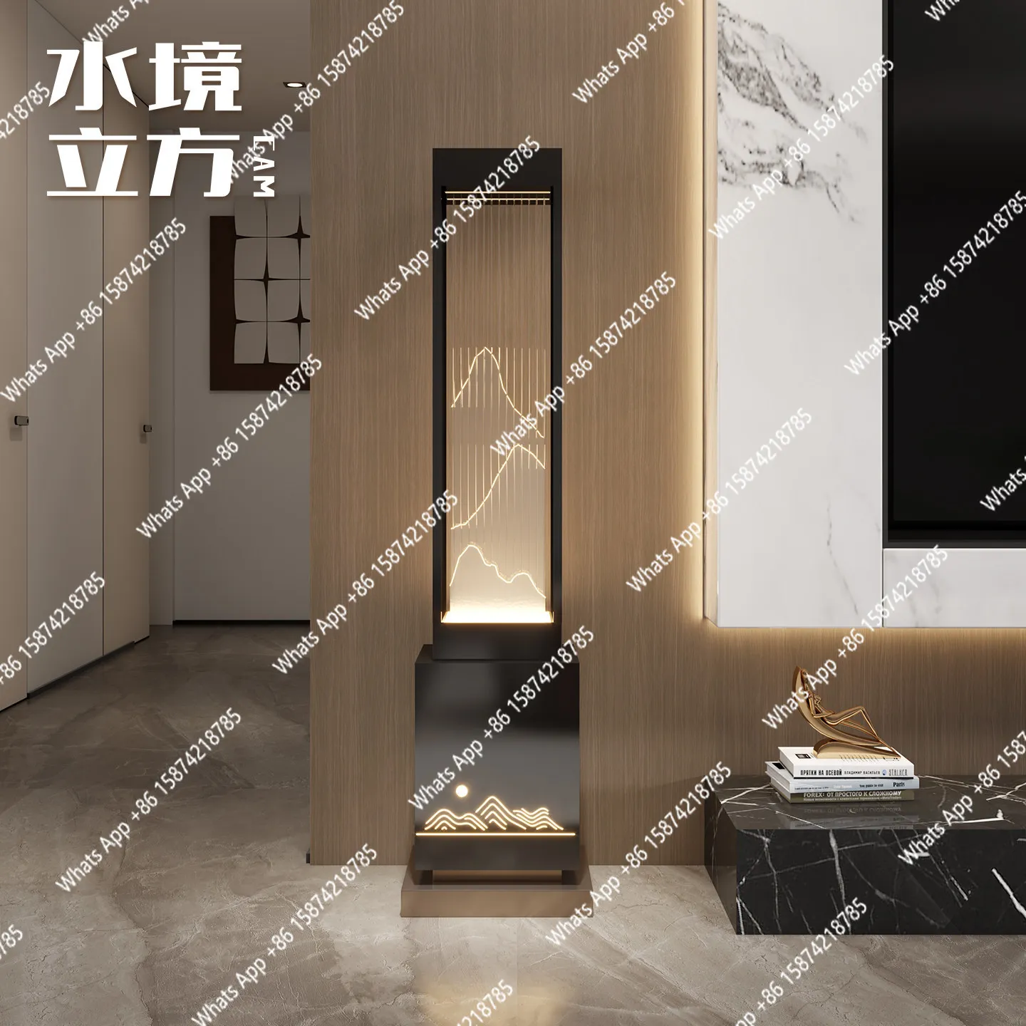 New Chinese floor lamp atmosphere stainless steel housewarming gift office wealth flowing water
