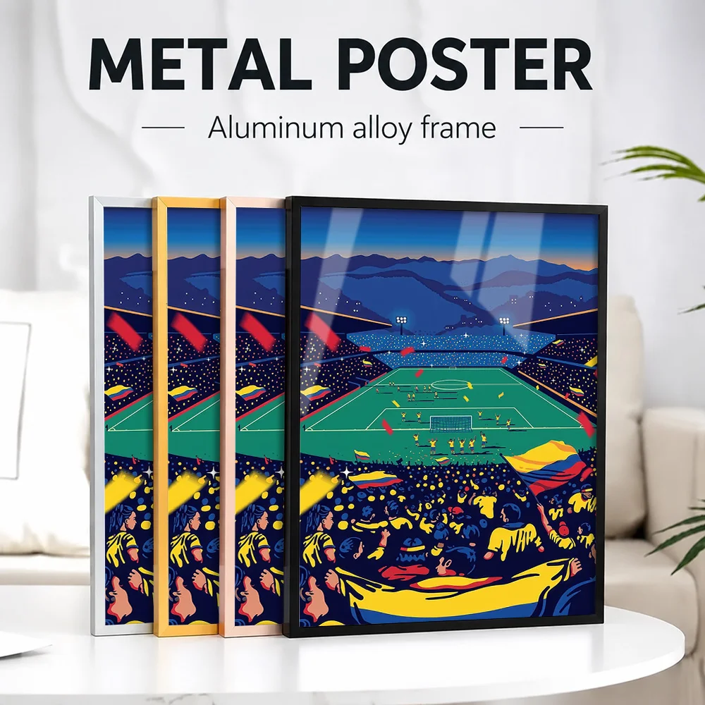 The Colombian Roar Of The Crowd Framed Metal Poster Personalized Photo Bold Sports Style Wall Art For Study Memorable Fan Gift