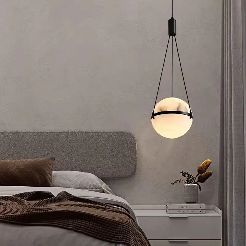 Nordic Minimalist Marble Pendant Light Designer Living Room Entrance Foyer Hallway Dining Room Bar Decoration Hanging Line Lamps