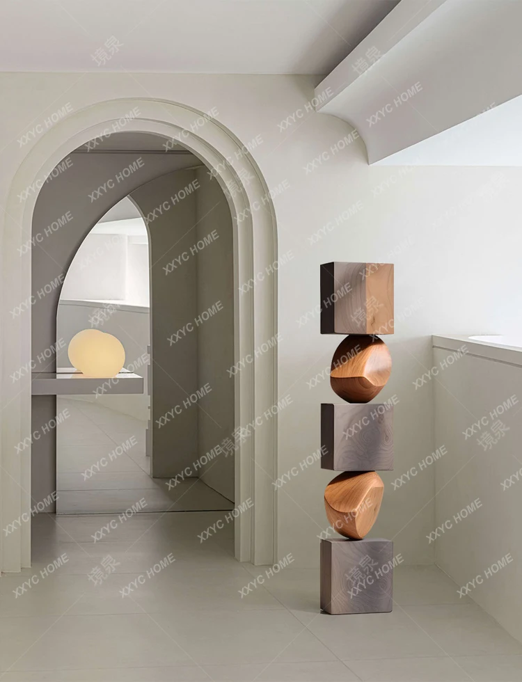 YO Endless Pillar Hotel Solid Wood Sculpture Art Floor Decoration Sales Office Entrance Decoration