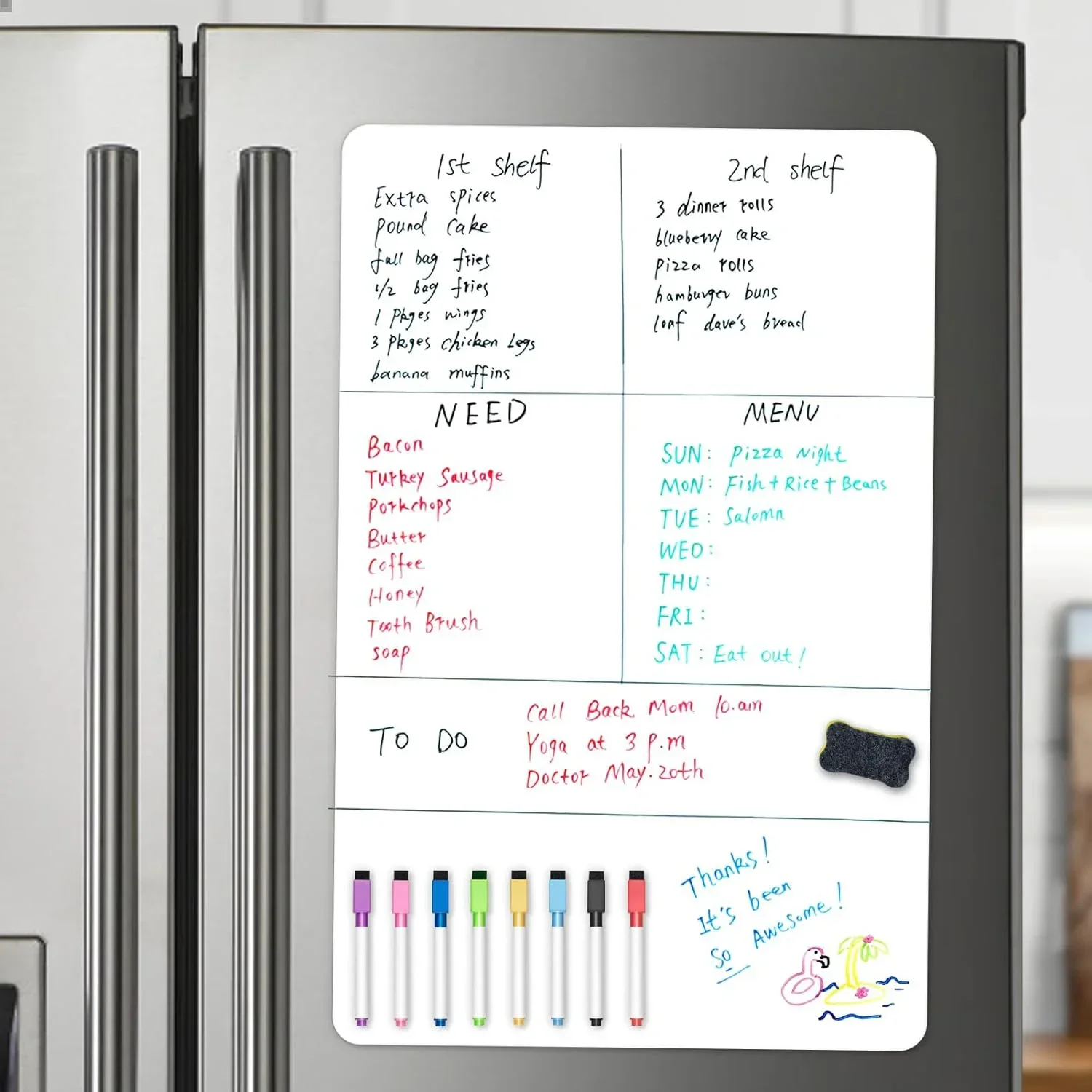 A2 Size Magnetic Whiteboard Dry Erase White Board for Fridge, (23.6\