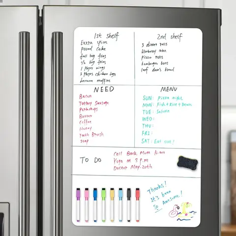 A2 Size Magnetic Whiteboard Dry Erase White Board for Fridge, (23.6" X 16.5") with 8 Dry Erase Marker and 1 Eraser