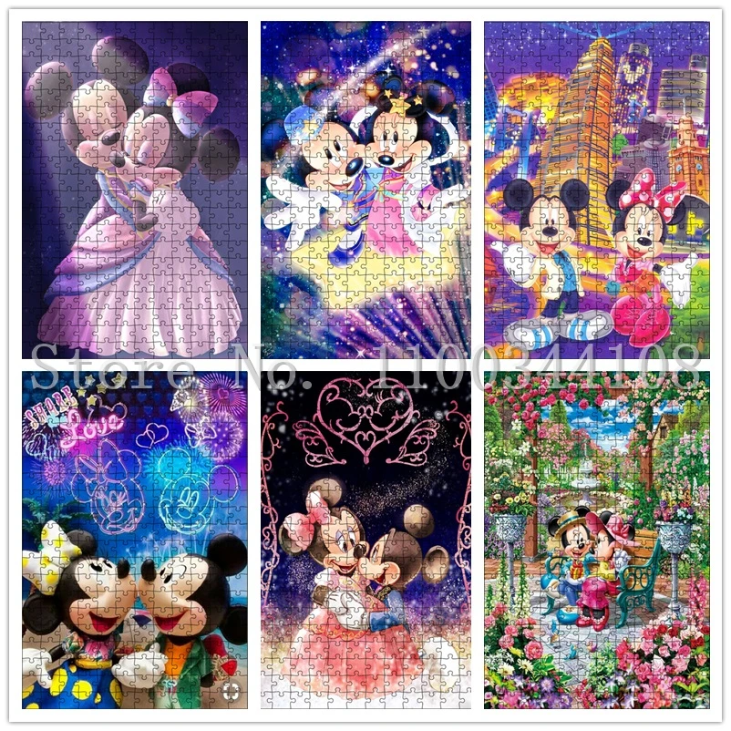 

300/500/1000Pcs Mickey Minnie Mouse Puzzles Adult Decompression Disney Cartoon Character Creative Diy Jigsaw Puzzle