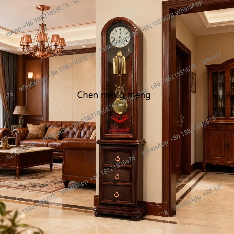 Living room floor clock high-end Chinese villa floor clock mahogany vertical floor mechanical clock