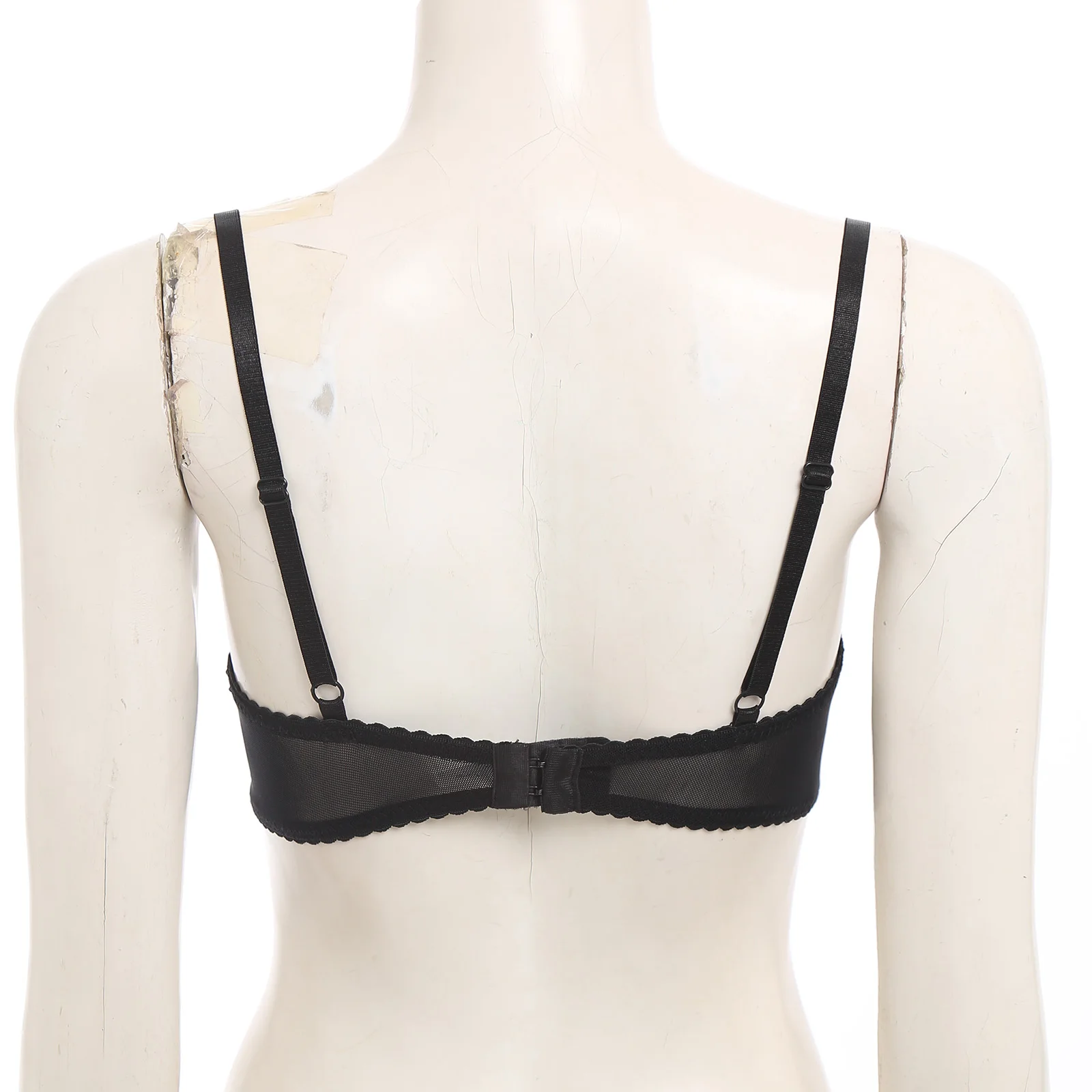 Sujetador Sexy de media copa para mujer, Tops, ropa interior, Bralette con pezones expuestos, correas ajustables, aros, encaje transparente, sostén push-up