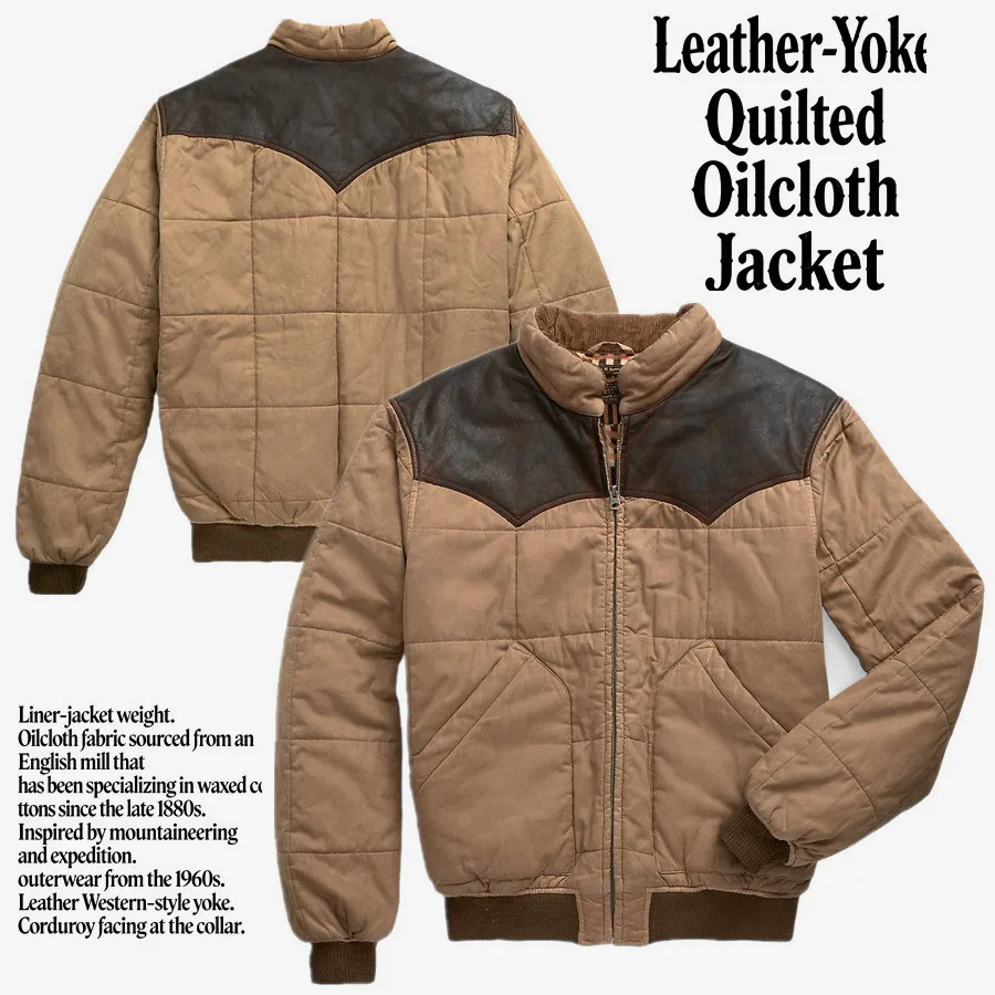 Western 1960s Mountaineering and Adventure Stitching Cowhide Oil Wax Outdoor Jacket