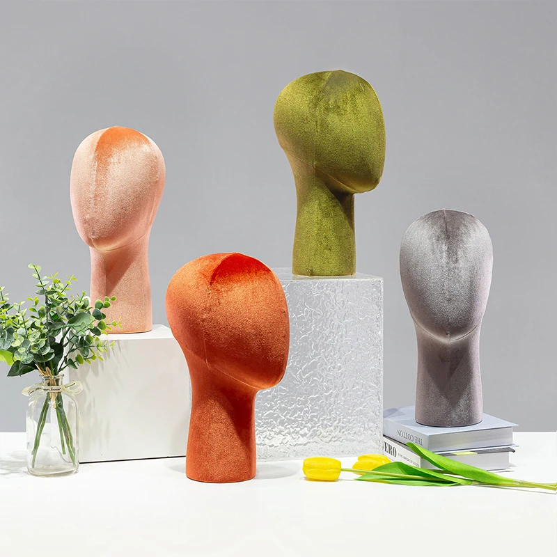 33cm Velvet Mannequins Head Props for Jewelry Display And Advertising Photography Decor Shopping Mall Window Hat Glasses Holder