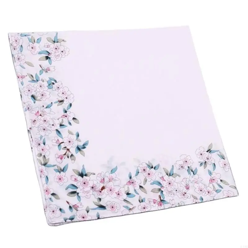 F19B Cotton Ladies Handkerchief, Pocket Cotton Towel Soft Fashionable Flower Printed