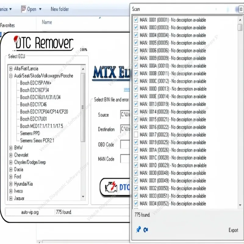 

Программа MTX DTC Remover 1.8.5.0 с кейгеном + 9 дополнительных программ для тюнинга ЭБУ, удаления кодов неисправностей ЭБУ для KESS, KTAG, FGTECH, OBD2.
