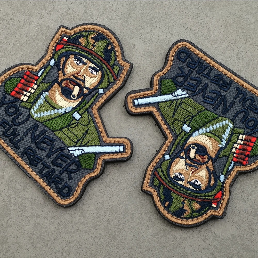 YOU NEVER GO FULL RETARD Knight Soldier Embroidery PVC Rubber Fighter Carton PVC Fabric Human Patch For Bag Hat Sticker Military