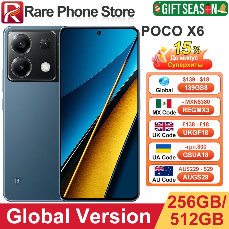 Global Version POCO X6 256GB/512GB Snapdragon 7s Gen 2 6.67