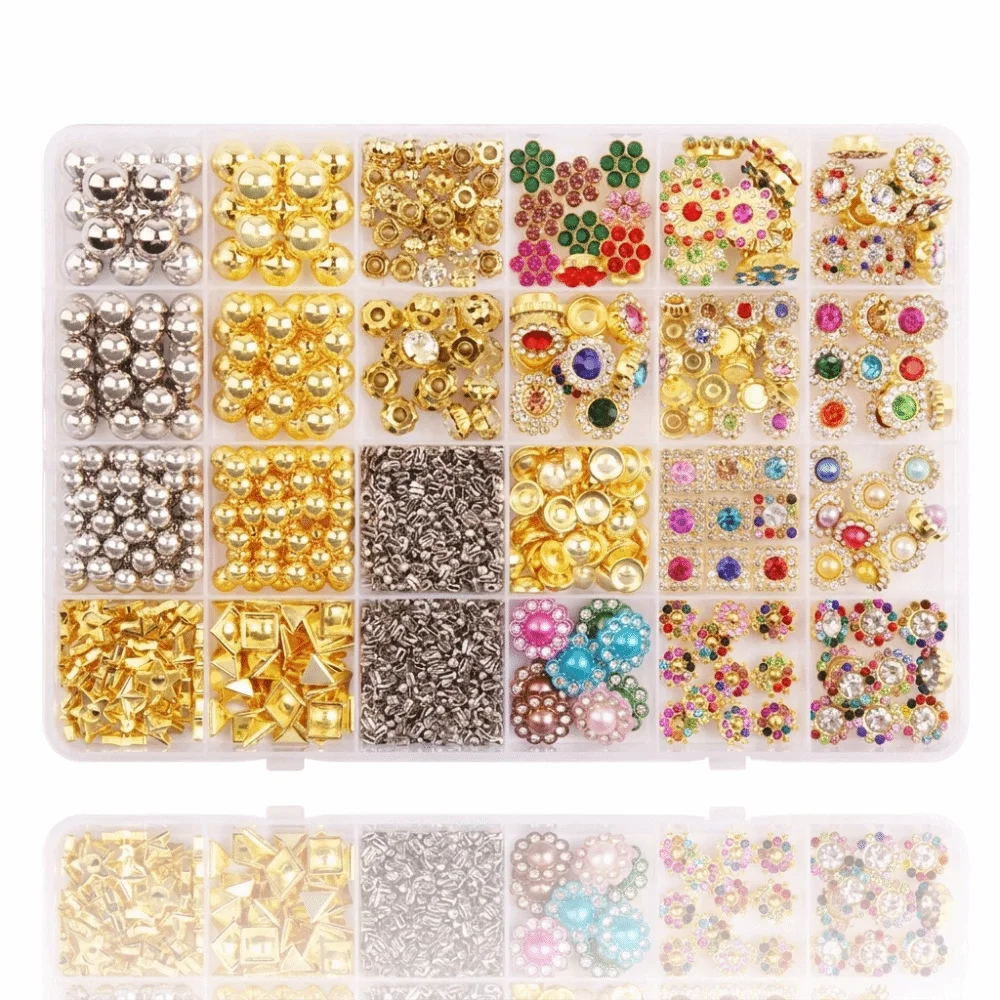 Hand Press Beads Pearl Rivet Set with Beads Screw Heads Circular/Irregular Shape Rivet Studs Multi-color Loose Beads