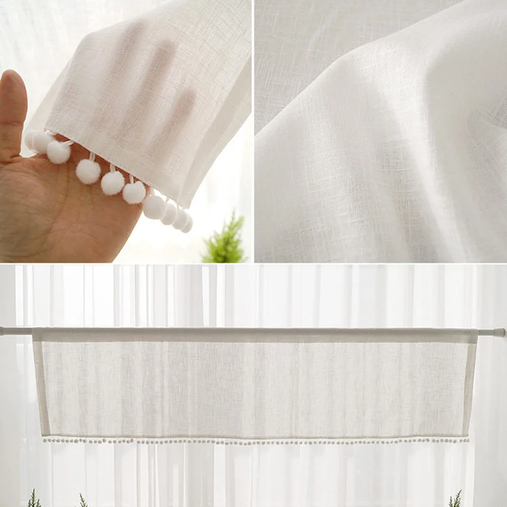 

Short Curtain For Window Ethnic Style Cotton Balls Drape Bedroom Living Room Nursery Home Decor Practical Household Drape Window