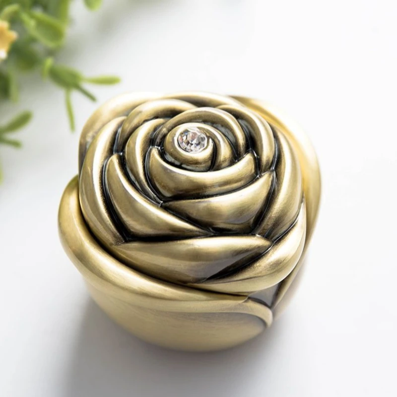 Rose Ring Box Vintage Rings Packaging Boxes Luxury Aesthetic Wedding Ring Storage Case Metal Valentine's Day Gift Rings Cases - view 6