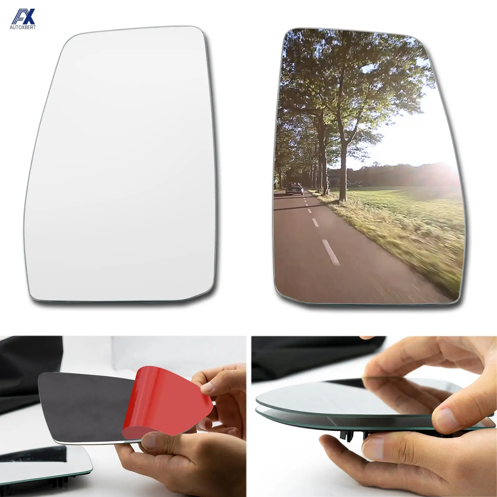 For Ford Transit Tourneo Custom 2012 - 2022 Left Right Convex Wing Mirror Glass Wide Angle Stick On Without Back Plate Rearview