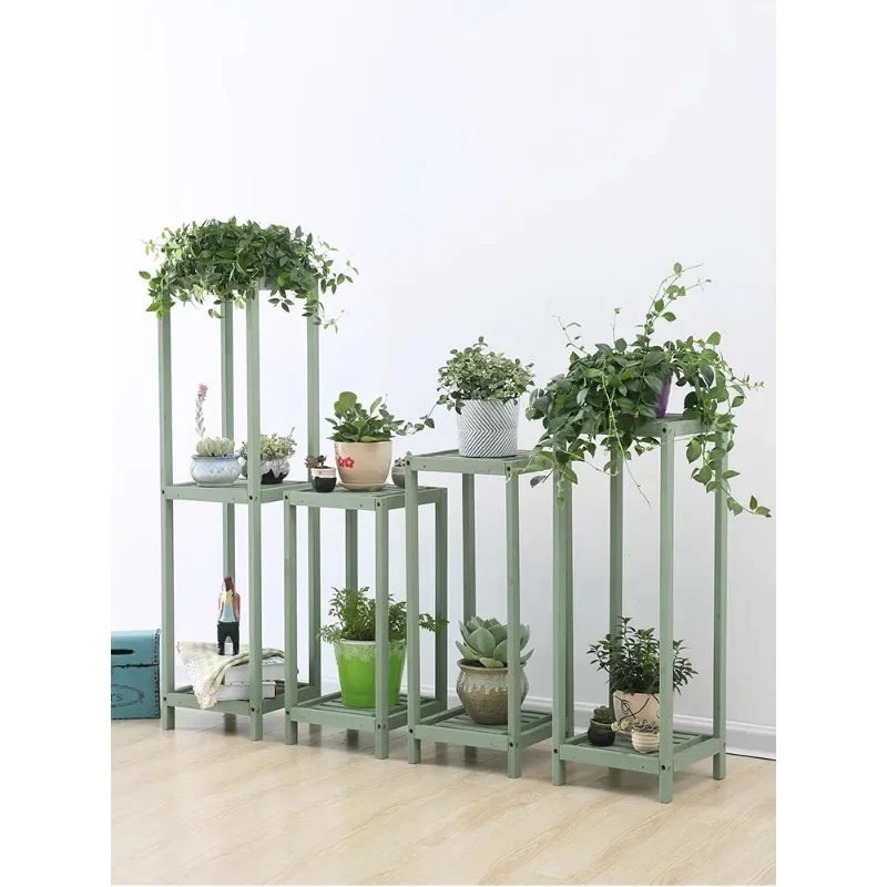 Balcony flower rack indoor multi-storey solid wood living room home shelf succulent radish pot rack