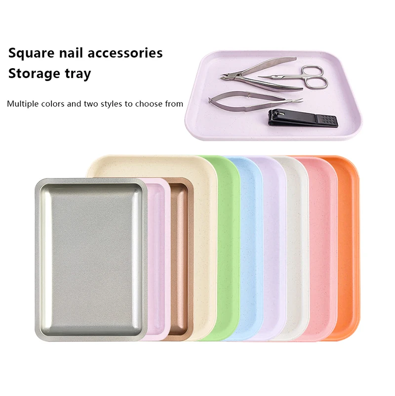 Square Stainless Steel Cosmetic Storage Tray Nail Art Equipment Plate Tools Dental&False Nails Nail Decorations Display Tray