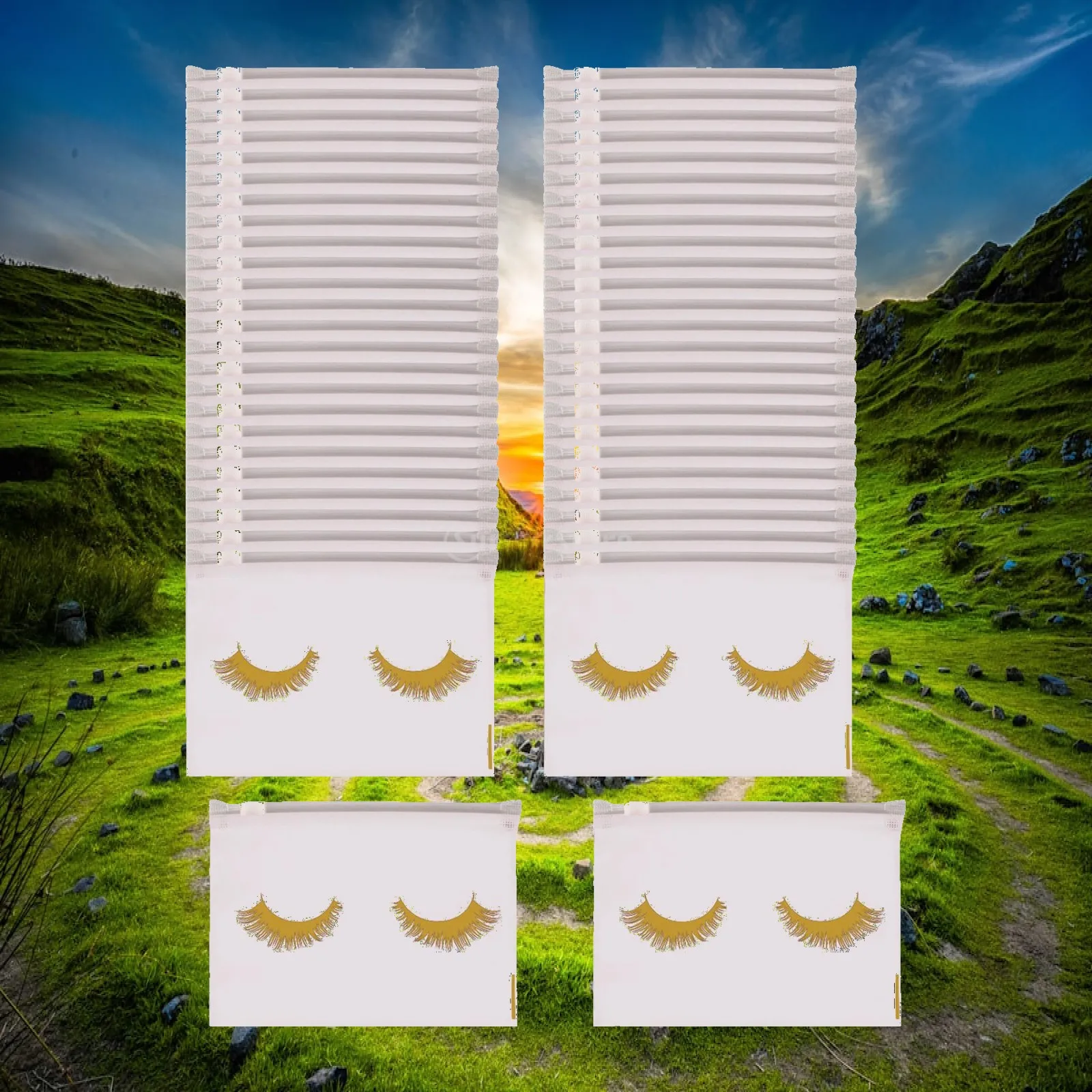 50Pcs Versatile Eyelash Bags Printed Waterproof Lash Zipper Pouch for Makeup Sundries
