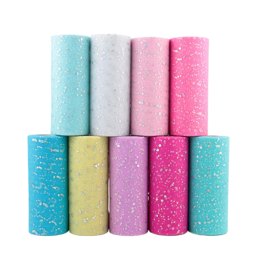 Glitzer Pailletten Tüll Netz Stoff Tüll 15cm(6 '') Breite 10 Yards Rollen Spule Hochzeits dekoration