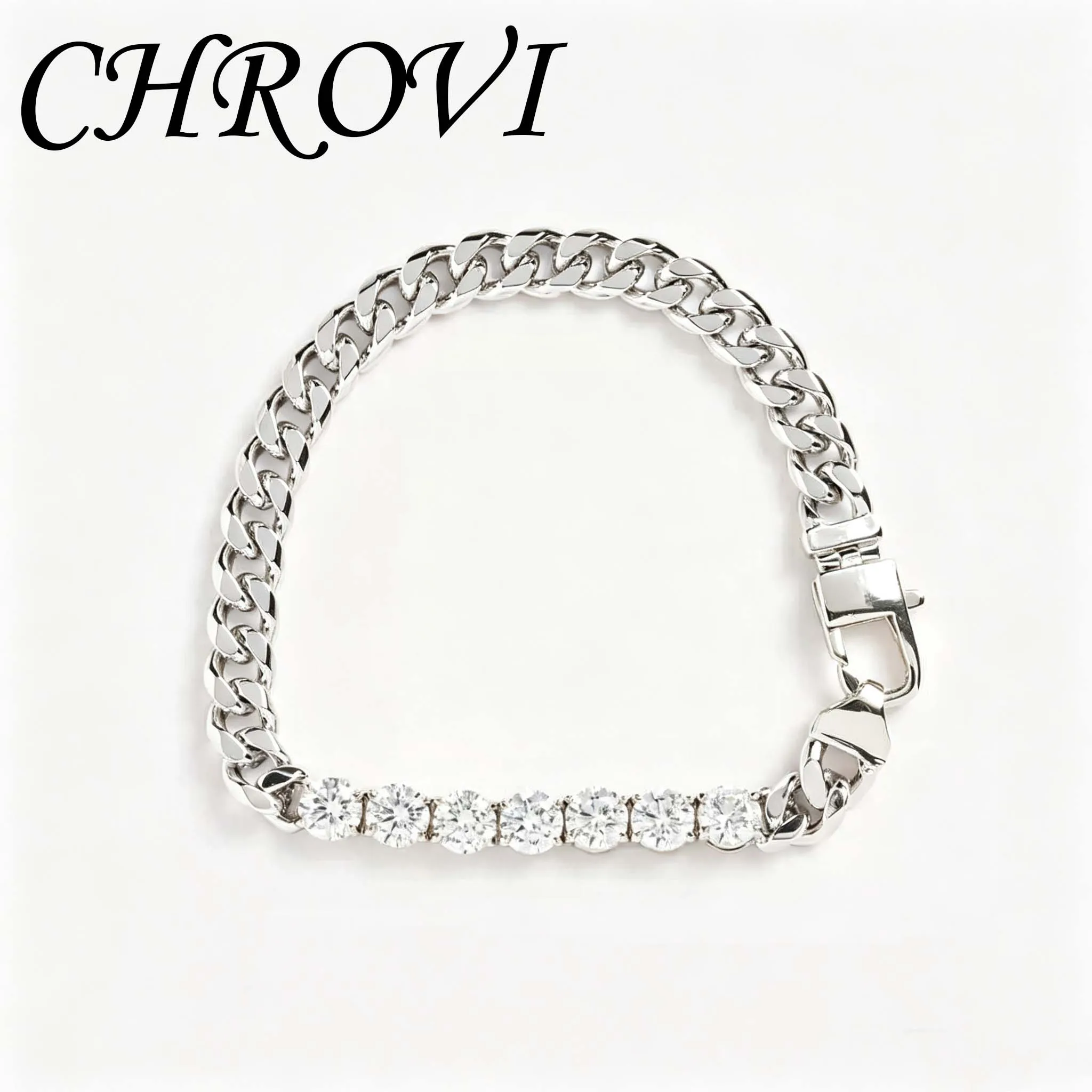 925 Sterling Silver Hip-Hop Style Personalized Diamond Bracelet