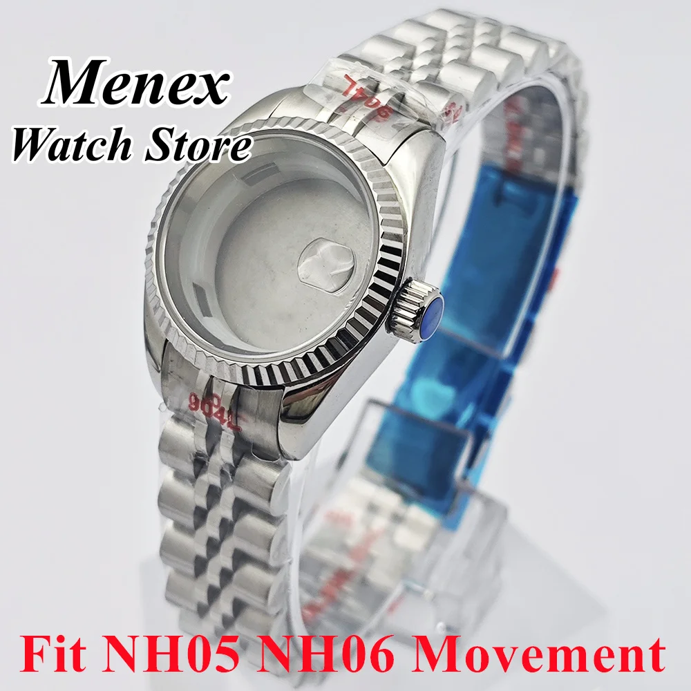 

NH05 Watch Case 26/31mm Silver Gold Rose-Gold Stainless Steel Watch Case Sapphire Fit NH05 NH06 Movement Watch Accessories Parts