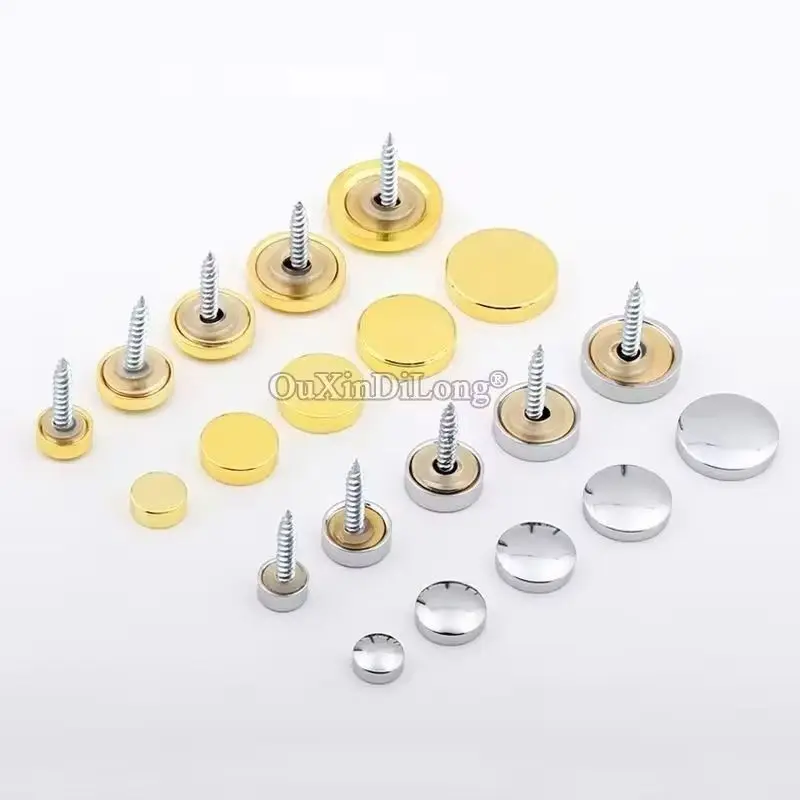 Luxury 200PCS Pure Brass Arc Glass Mirror Nails Acrylic Signs Billboard Advertisement Nails Screws Decorative Caps Gold Tone