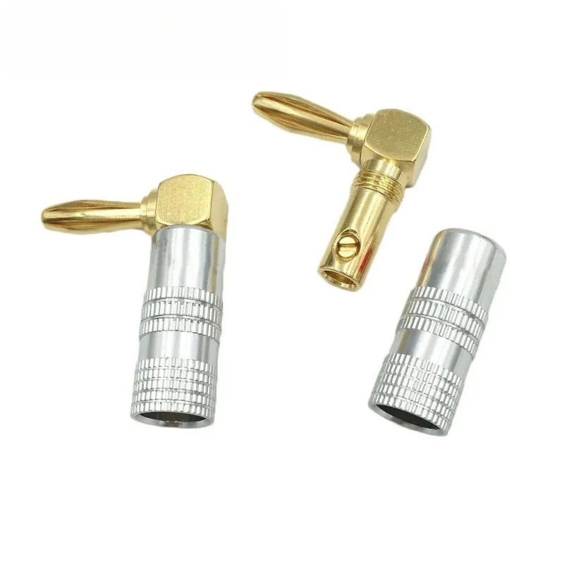 

8Pcs Brass Right Angle 90 Degree 4mm Banana Male Plug for Video 24K Gold Plated Speaker Adapter Red Black Code Audio Connector