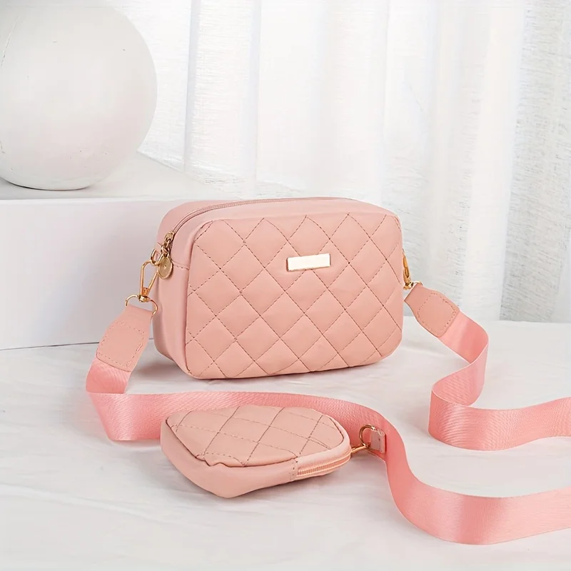 Damenmode Lingge geste ppte Single Shoulder Slant Cross Mutter Tasche Handy tasche Brieftasche – Detail 6