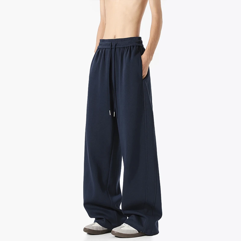 スウェットパンツ男性ストレートカジュアルパンツルーズフィット弾性ウエストバンド巾着テーパードアウトドアジョガーパッチワークアスレチックパンツ