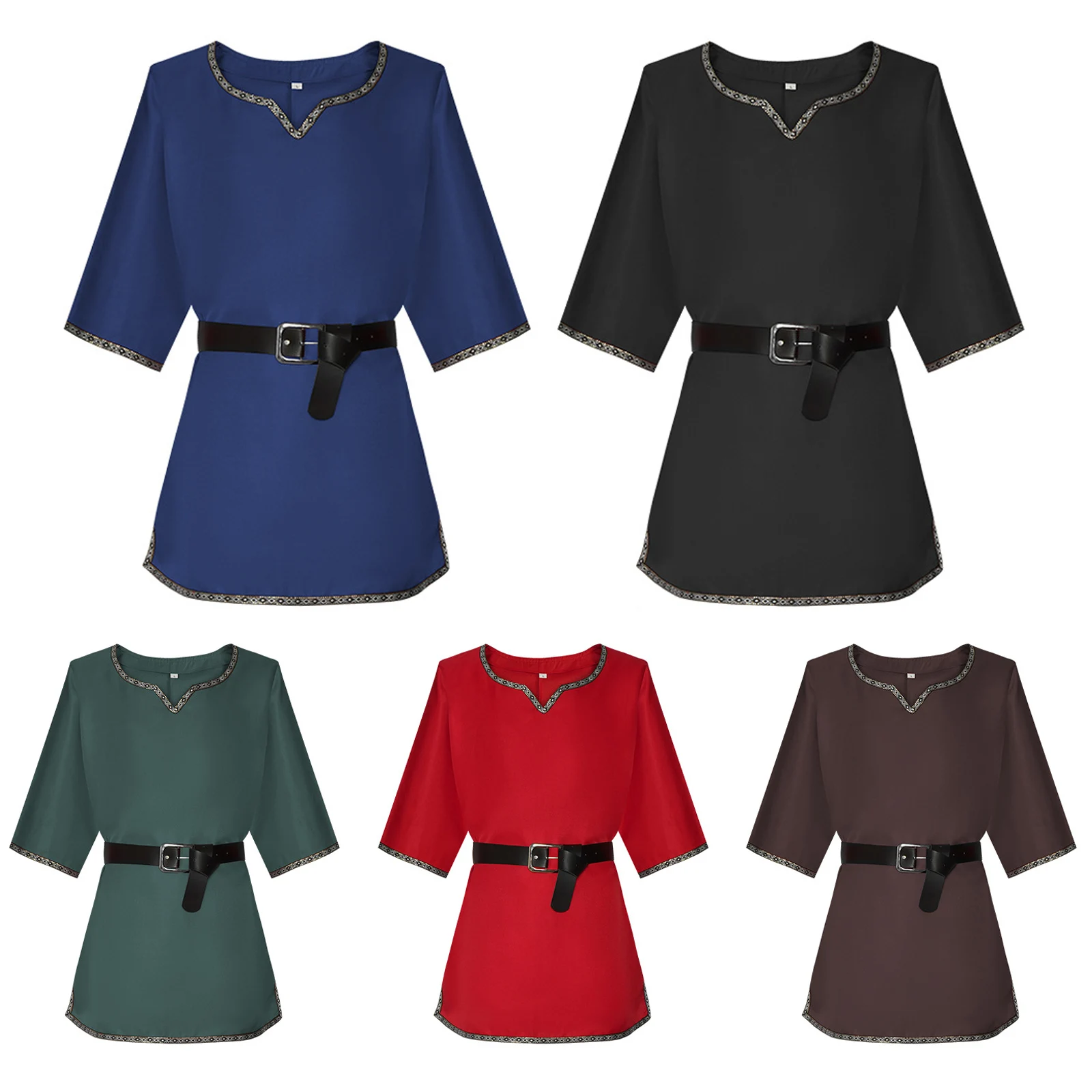 Túnica Medieval, Disfraz Vikingo para Hombre, Camisa de Caballero Renacentista, Traje de Cosplay para Halloween