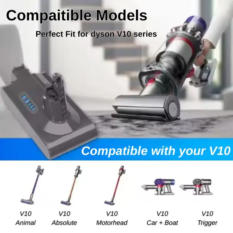 For Dyson V10 Replacement Battery For Dyson SV12 Absolute Vacuum Cleaner Power Tools Cordless 12800mAh 9800mAh 6800mAh
