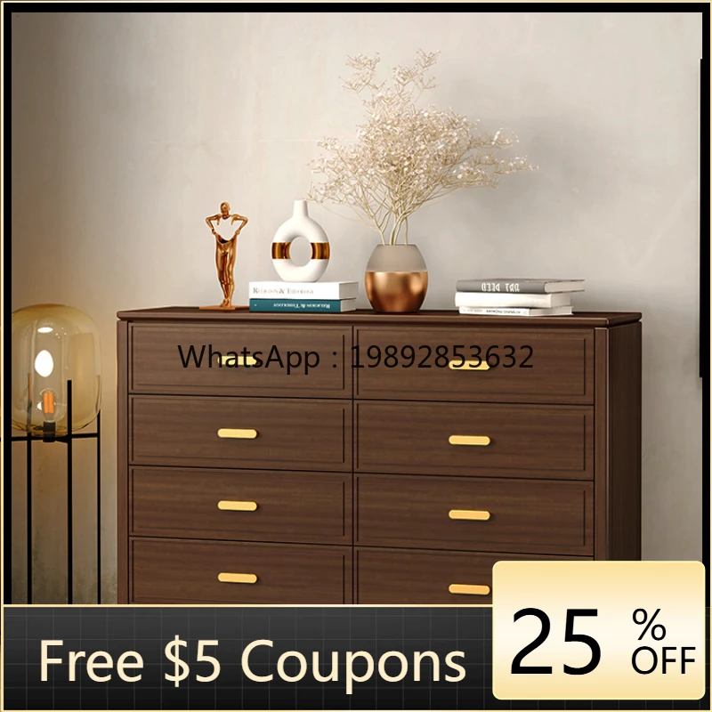 

HXL New Chinese Style Solid Wood Chest of Drawers Bedroom Locker Living Room Storage Cabinet Chest of Drawer