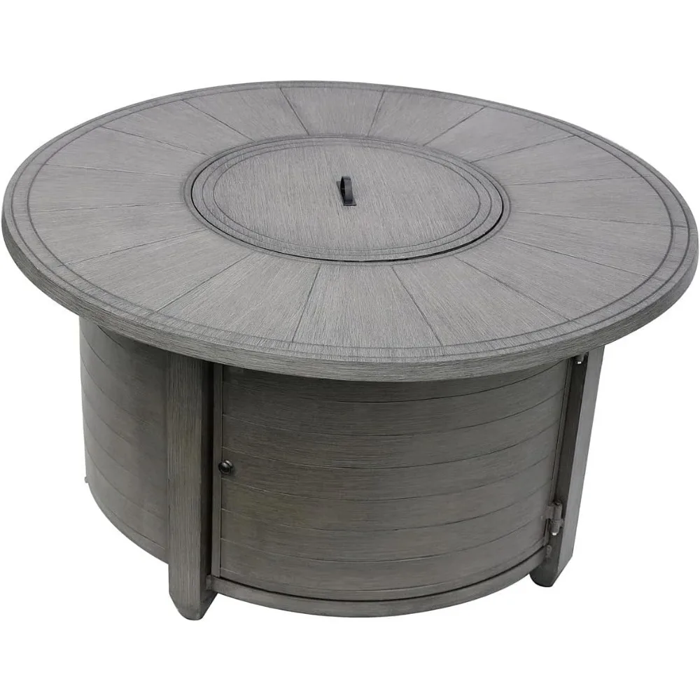 

Hiland 48'' Propane Aluminum Fire Pit, Brushed Faux Wood Finish, 42,000 BTU, Round