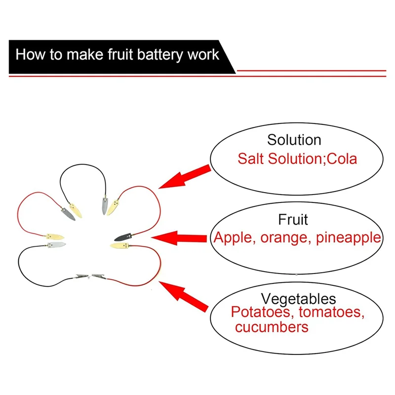 

AINY-Fruit Battery Science Experiment Kit With Electronic Clock And RGB LED For DIY Home Teaching