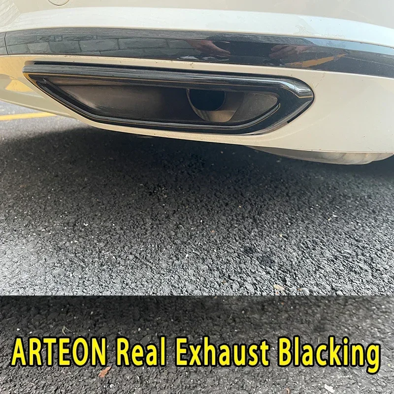 New！ Car Styling For Arteon Body Kit 2019 2020 2021 2022 Bright Black True Exhaust Four Out Tail Throat Decoration