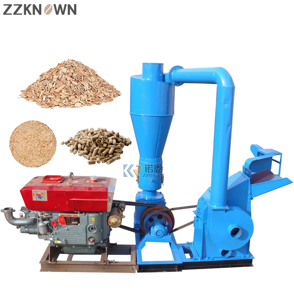 Automatic 100-150kg/h 22hp Diesel Combined Type Hammer Mill With Wood Pellet Press Pellet Making Machine Crusher