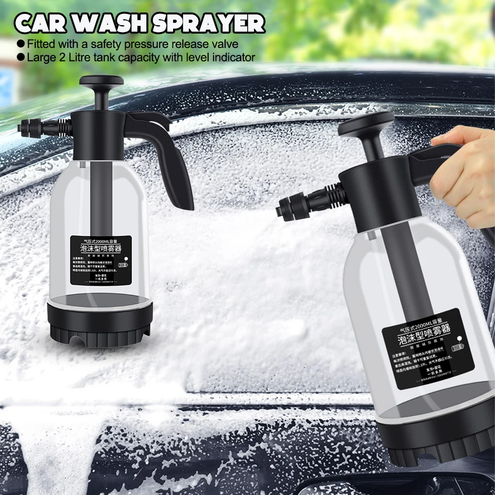 2L Foam Sprayer Car Wash Hand-held Foam Watering Can Air Pressure Sprayer Plastic Disinfection Water Bottle Car Cleaning Tools