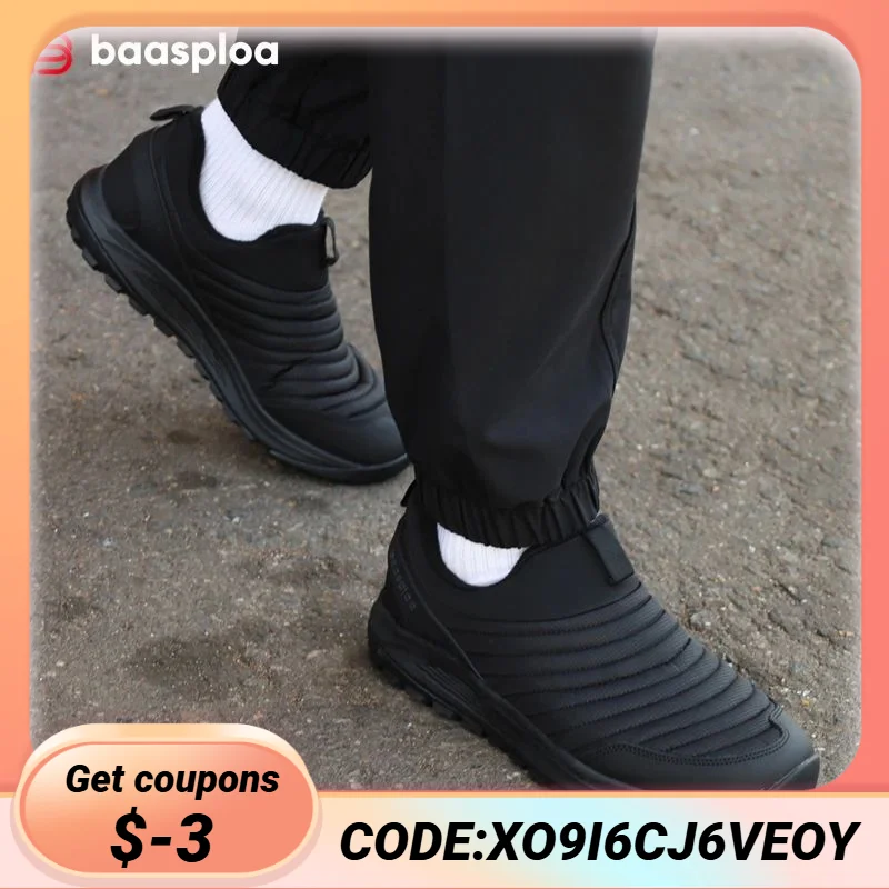 

Baasploa Men Winter Plush Shoes New Lightweight Wide Width Slip On Walking Shoes Male Outdoor Casual Anti-skid Sneakers Footwear