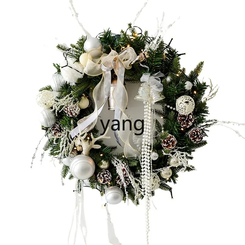 YJQ silver decoration christmas wreath door pendant christmas ornament