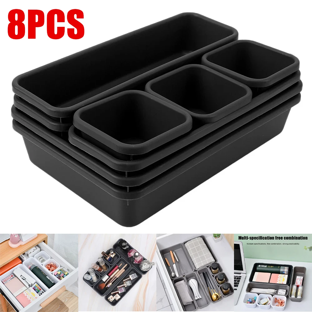 

8pcs Household Dustproof Desk Stationery Storage Box Make Up Organizer Box for Kitchen Bathroom Accessorie Подсобный организатор