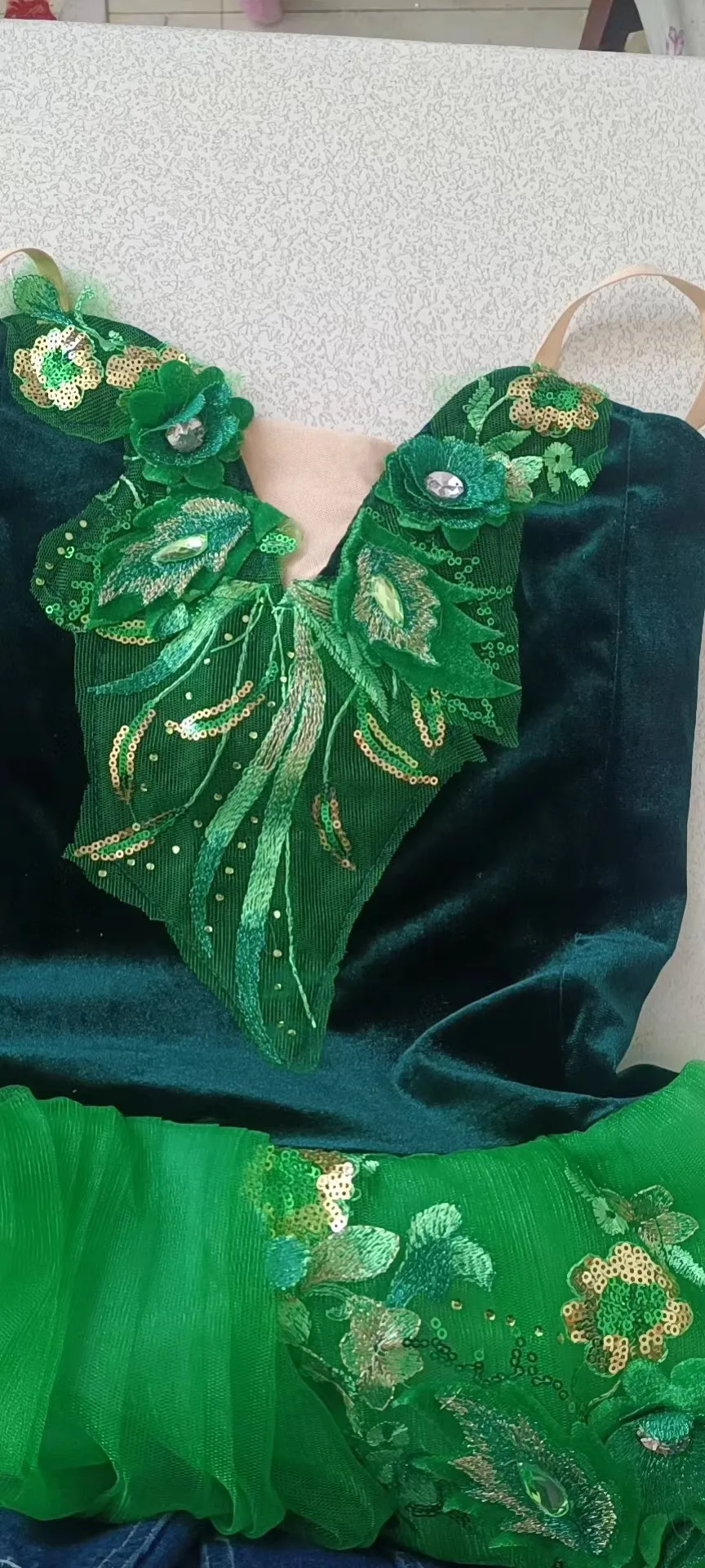 Gonna per balletto per bambini Swan Lake Performance Dress Green Velet Long Ballet Dress Girls Ballet body per le donne Ballerina Dress