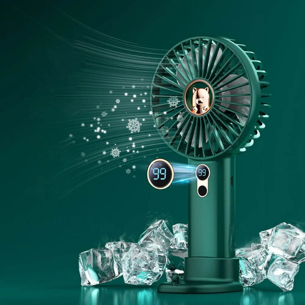 Mini ventilador eléctrico portátil de mano con pantalla Digital, recargable por USB, ventiladores de refrigeración pequeños para el hogar, Camping, viajes al aire libre