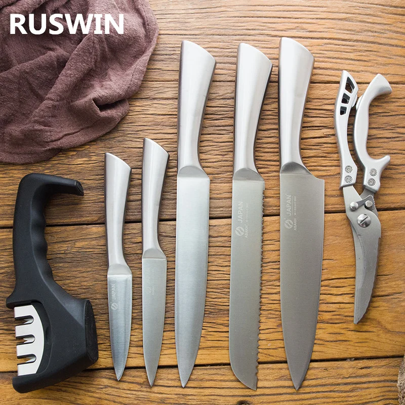 Stainless Steel Kitchen Knife Kitchen Knives Set Chef Knives Sets Chef Slicer Paring Bread Utility Knife Scissors Sharpener