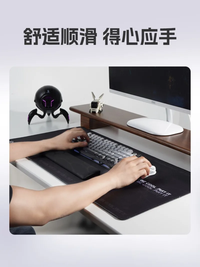 GravaStar Sci-Fi Ergonomic Keyboard Wrist Rest Soft Memory Foam Support Anti-slip Large Mouse Pad for Gaming Office Desk Setup