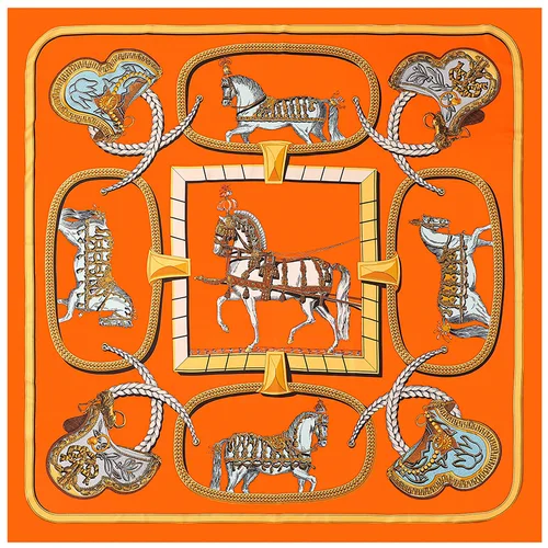 Imagen 1 del producto 130cm nuevo diseño War-horse marca bufanda cuadrada mujeres 2023 sarga 100% bufanda de seda chal de moda Bandana pañuelo bufandas para damas