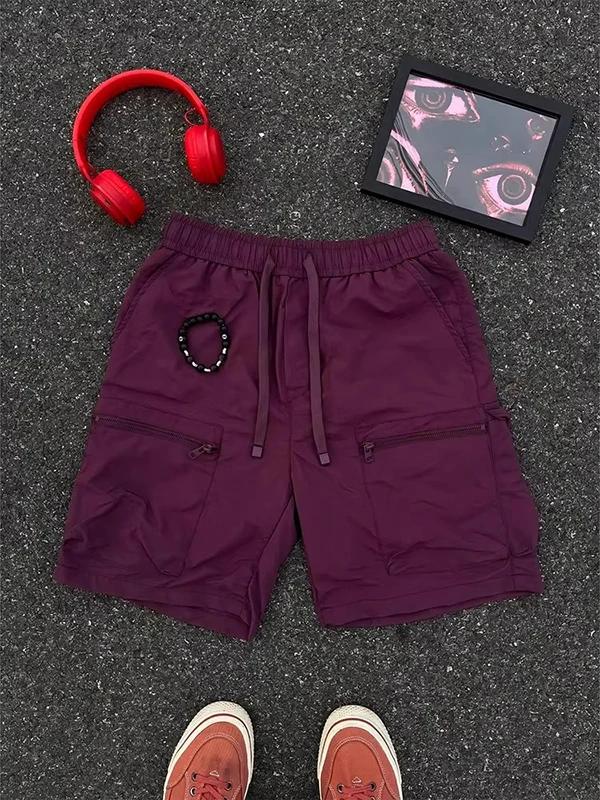 

Men's Summer Nylon Qui Dry Straight Leg ort Pants with kets Workwear Fourths American Retro Sle Casual orts